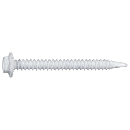 Midwest Fastener Self-Drilling Screw, #10 x 2 in, White Ruspert Steel Flange Hex Head External Hex Drive, 100 PK 54486